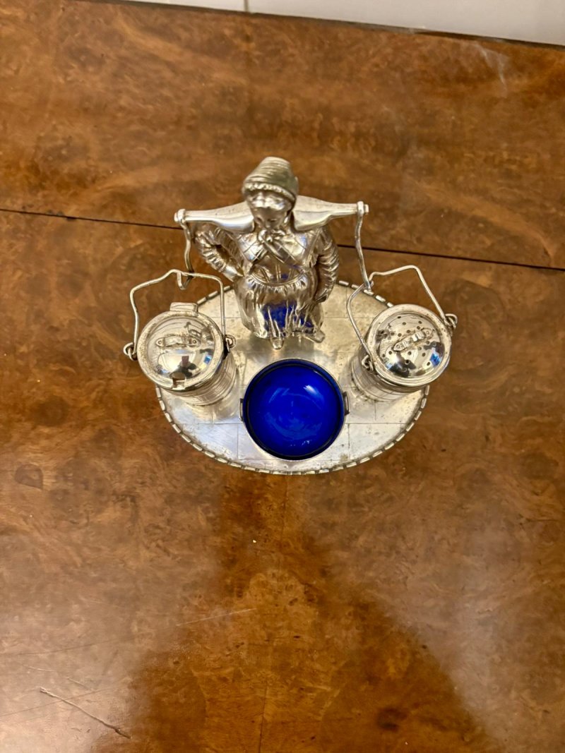 Unusual Antique Edwardian Quality Silver Plated Cruet Set - Image 3